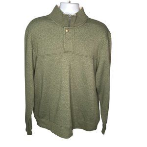 Orvis Light Green Pullover 1/4 Zip Snap Sweatshirt Mens XL